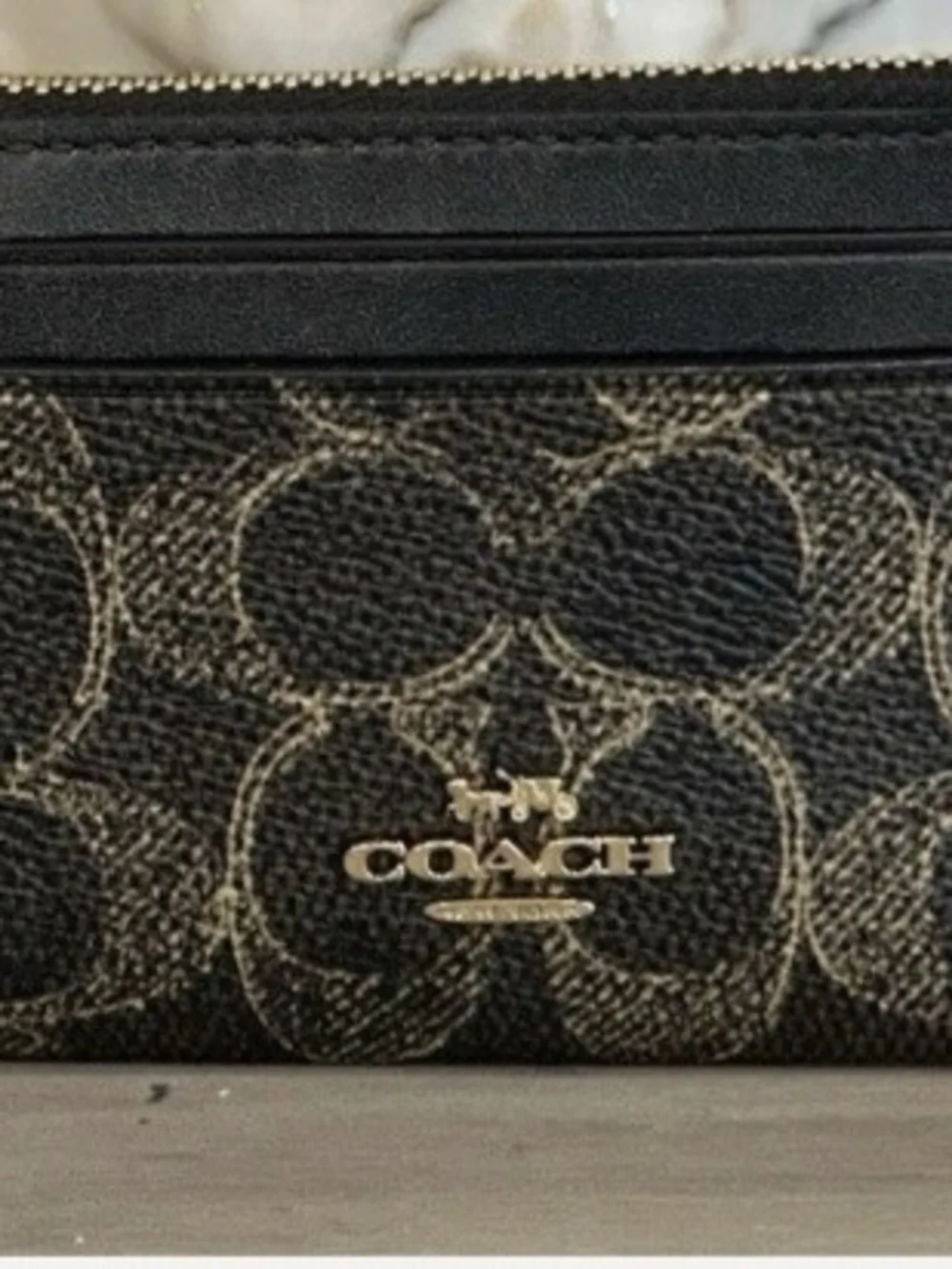 COACH Signature Loved Leather Card Case